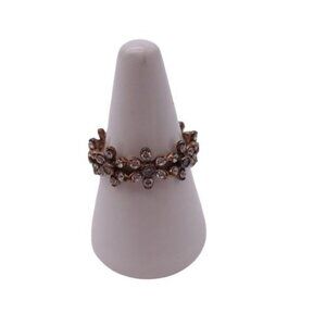 FE Women's Sterling Silver 925 Cubic Zircona Floral Band Ring VTG